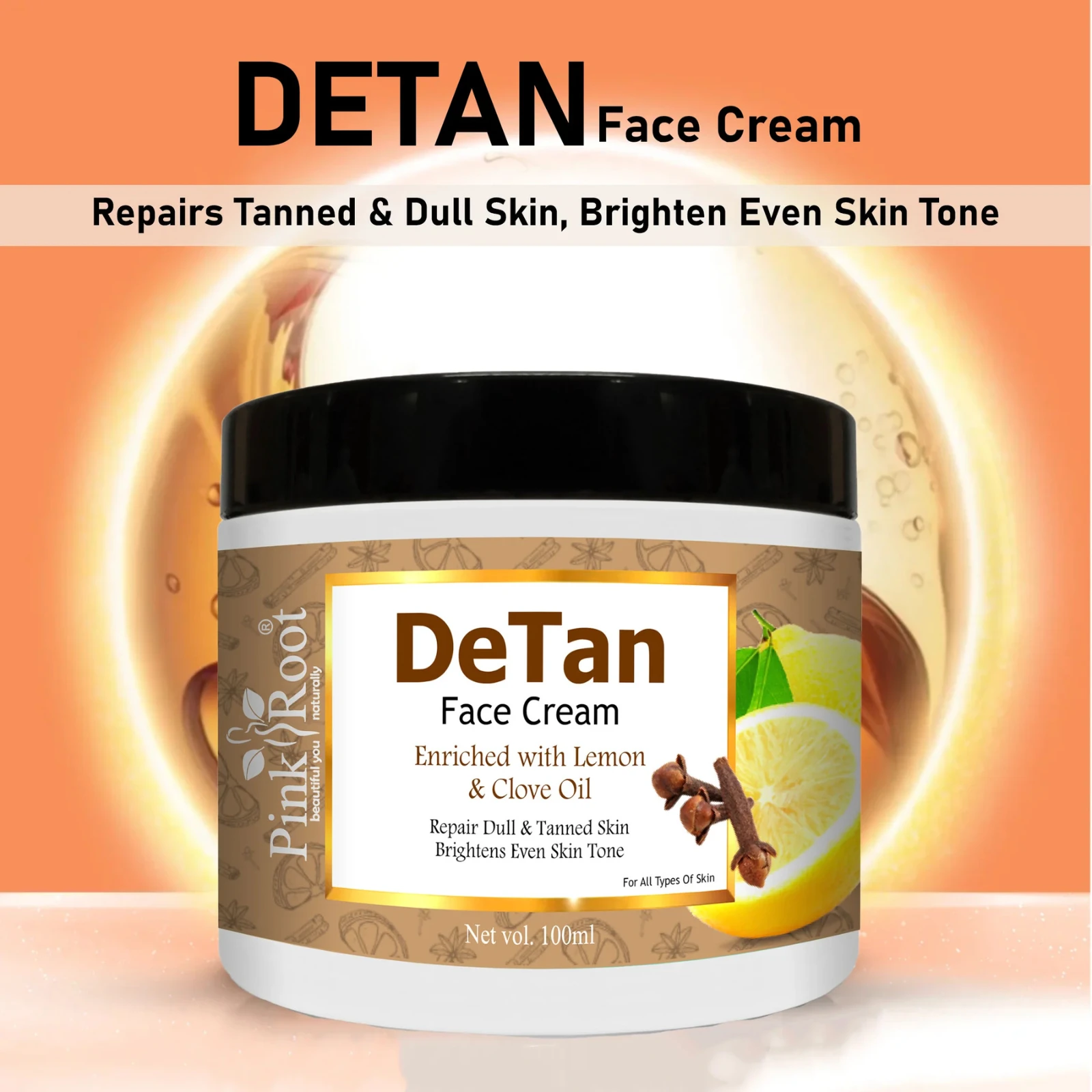 Pink Root Detan Tan Removal Face Cream, Reduces Sun Tan , Hyperpigmentation & Dark Spots|Dermatologically Tested - For Tan Removal  (100 g) view 2