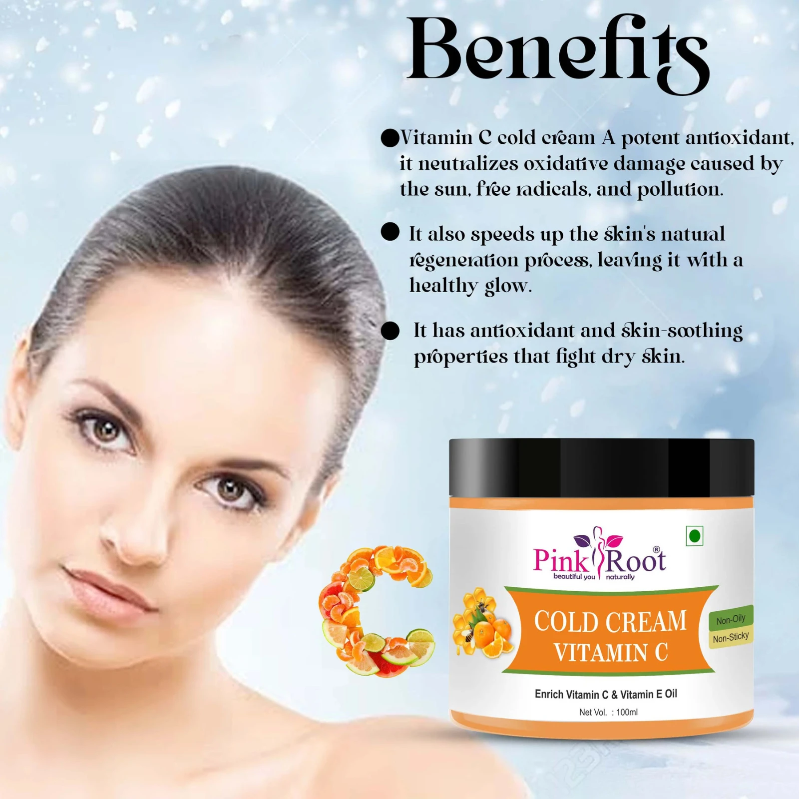 Pink Root Vitamin C Nourishing Cold Cream 100gm, for Intense Moisturising & Soft Skin view 2
