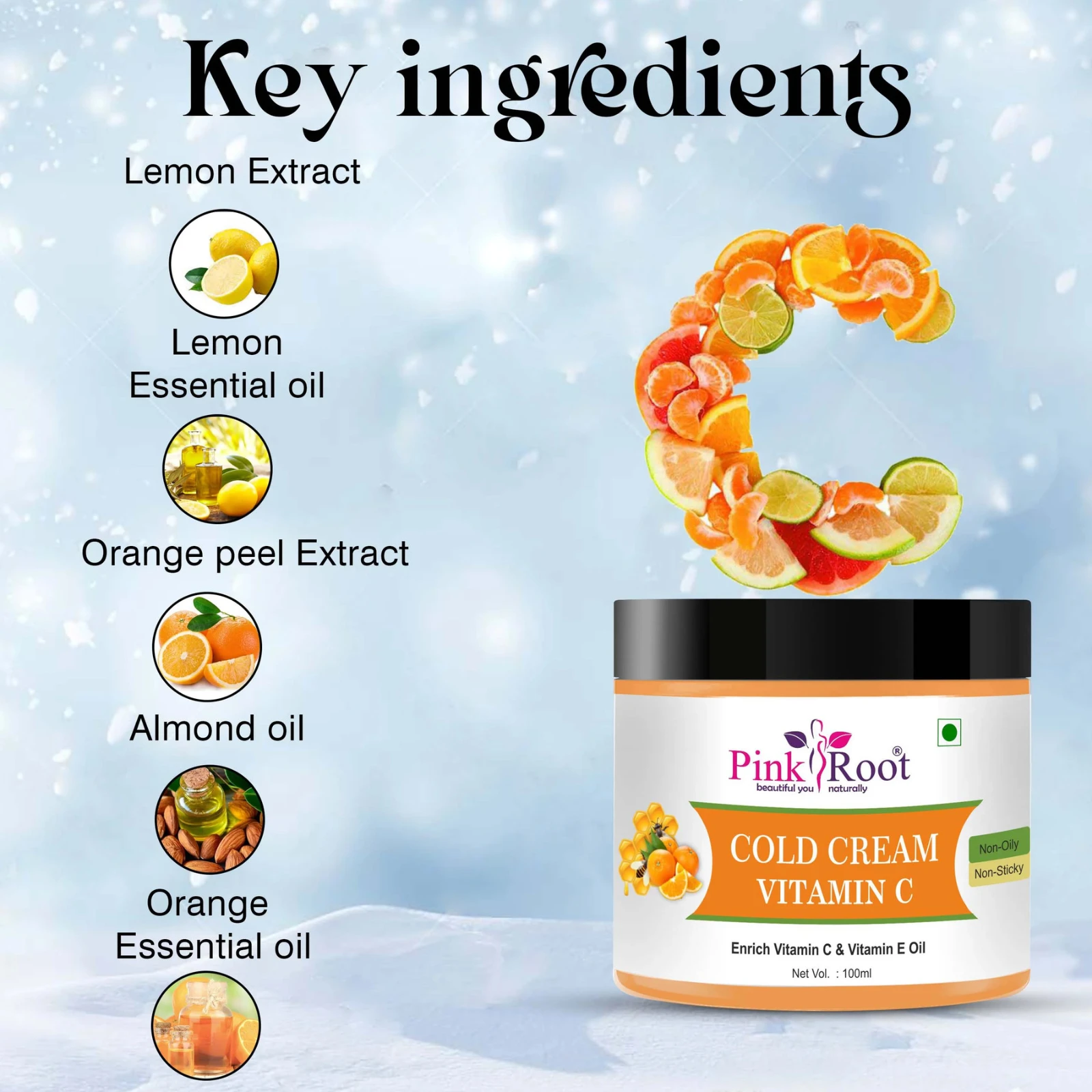 Pink Root Vitamin C Nourishing Cold Cream 100gm, for Intense Moisturising & Soft Skin view 3