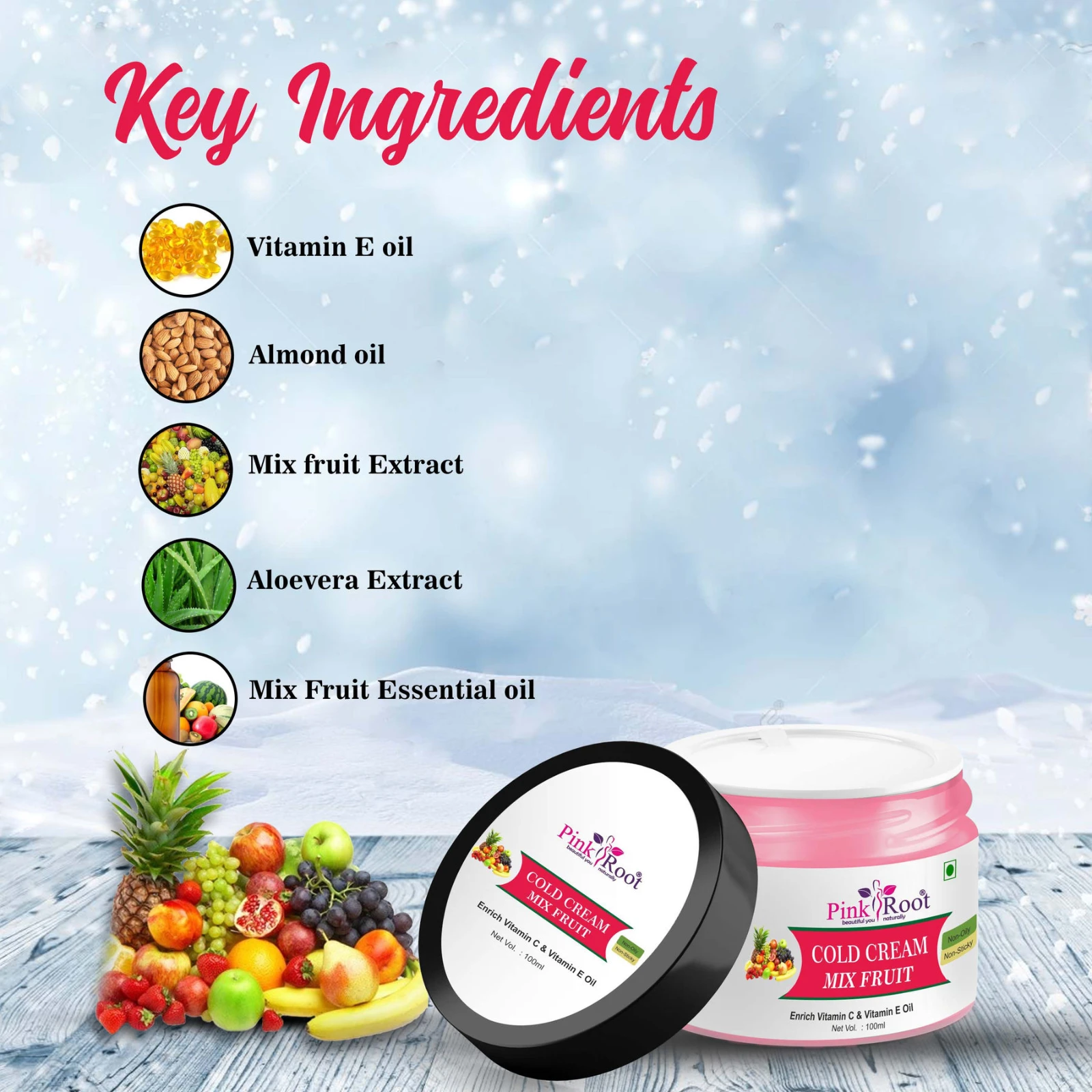 Pink Root Mix Fruit Cold Cream 100ml view 3