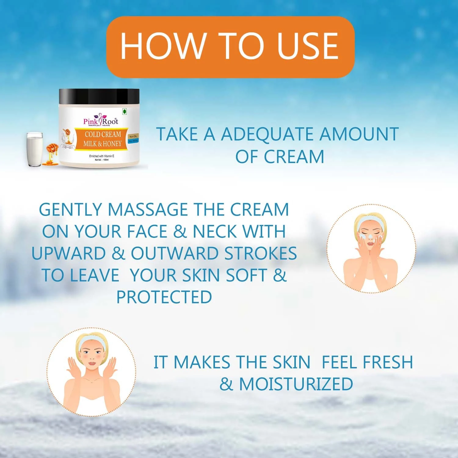 Pink Root Milk & Honey Cold Cream 100ml, for Glowing & Moisturising Skin enriched with Vitamin E Oil, Shea Butter view 2