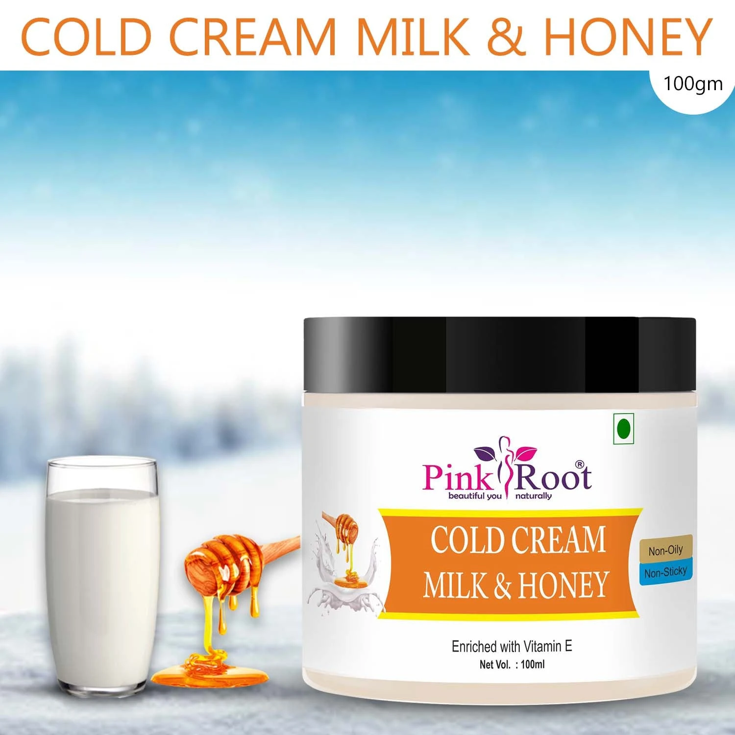 Pink Root Milk & Honey Cold Cream 100ml, for Glowing & Moisturising Skin enriched with Vitamin E Oil, Shea Butter view 4