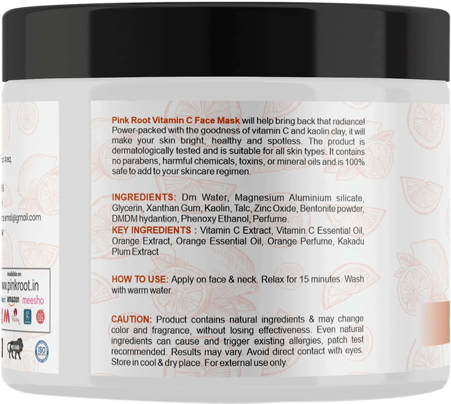 Pink Root Vitamin C Face Mask, Spot Clarifying & Glow Boosting Mask With Grapefruit, Tomato, Glycolic, Agran Oil, Calendula & Chamomile, Skin Brightening Face Mask 100gm (100 g) view 5