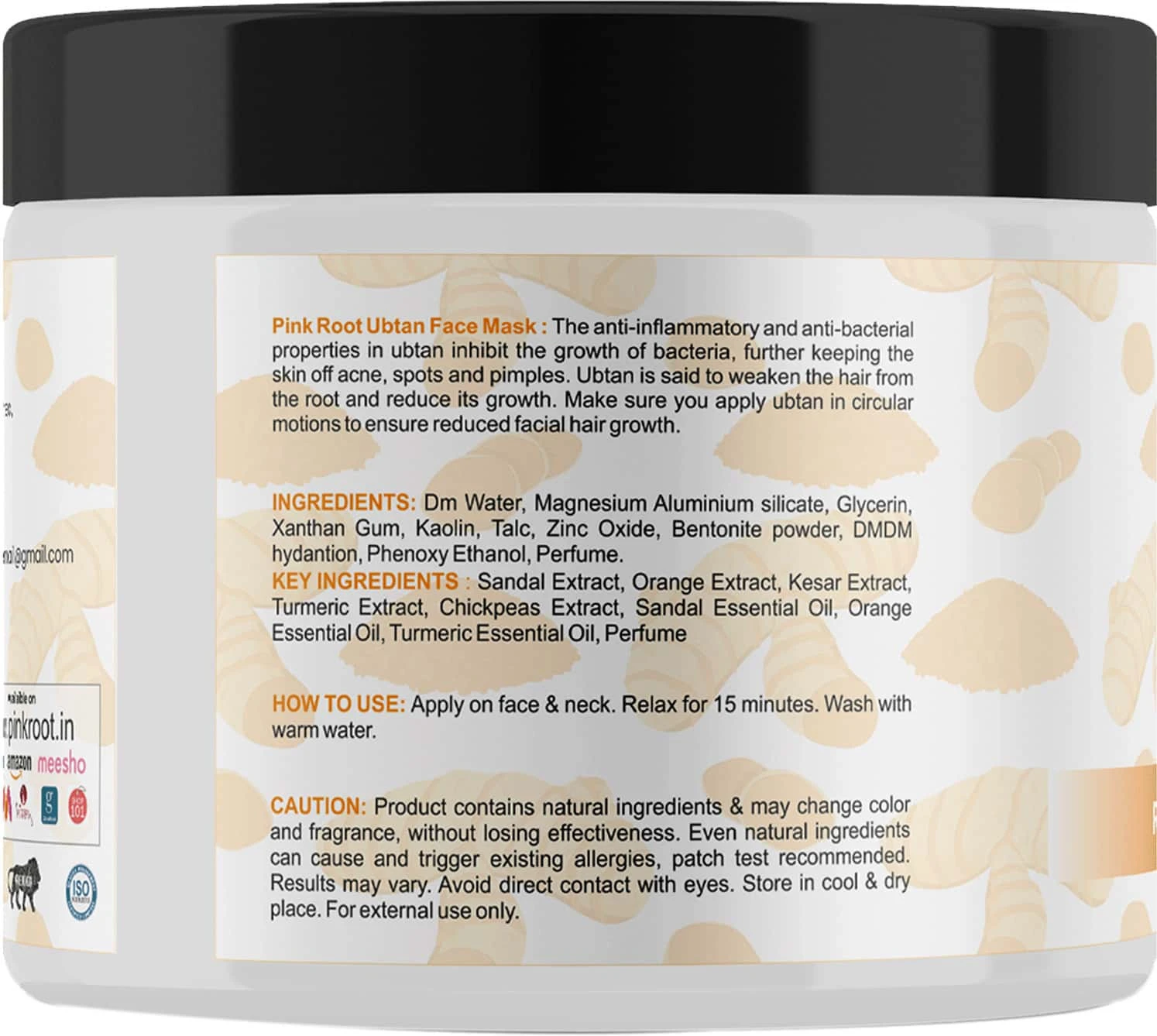 Pink Root Ubtan Face Mask 100gm Cream Mask for Depigmentation, Oil Control, Acne & Fairness, , Skin Brightening Detan Face Pack For Glowing Skin,Tan Removal, Whitening, for All Skin Types view 5