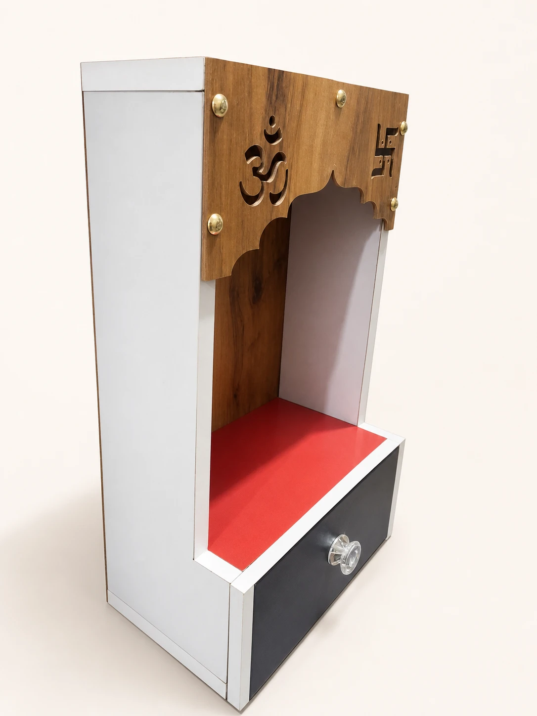 Wooden Tabletop Pooja Mandir with Drawer view 2