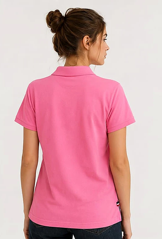 Women’s Pink Solid Polo T-Shirt view 2