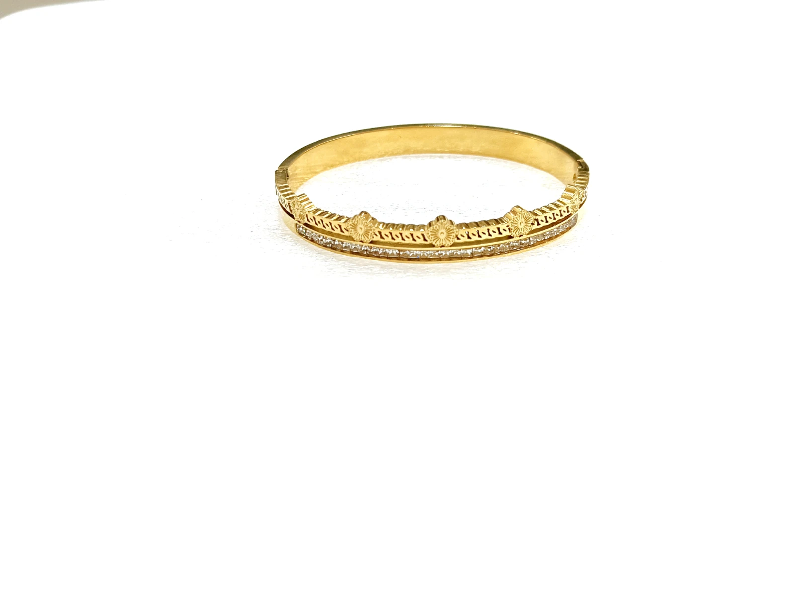 Gold-Tone Layered Floral Crystal Bracelet view 3