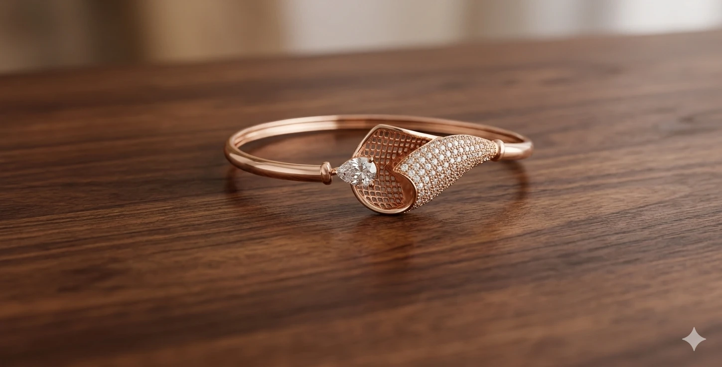 Rose Gold Crystal Swan Cuff Bracelet view 2