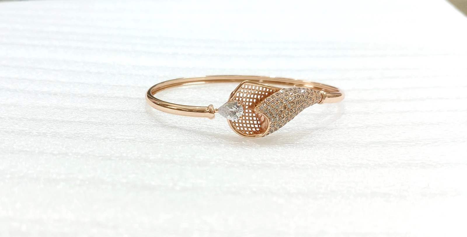 Rose Gold Crystal Swan Cuff Bracelet view 3