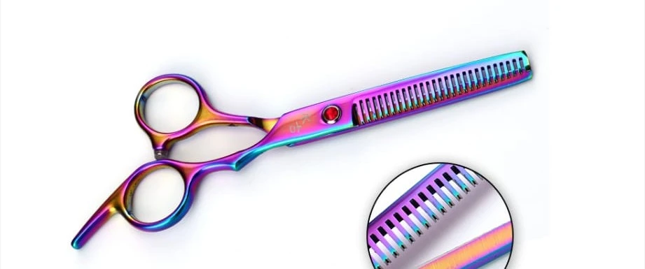 Professional Rainbow Stainless Steel Thinning Hair Scissors view 2