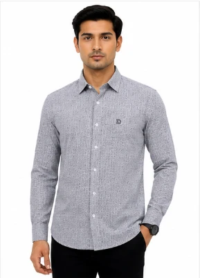 Men's Slim Fit Micro Check Formal Shirt view 4
