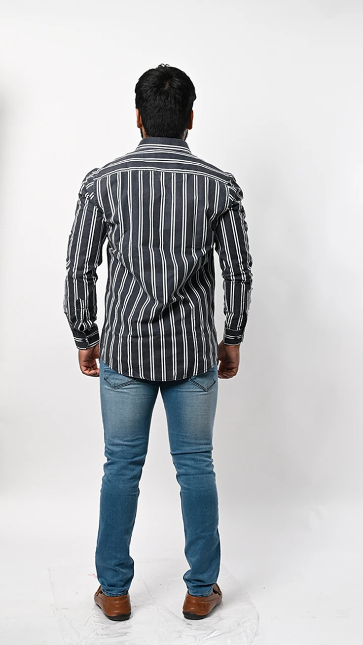 Men's  Vertical Striped Casual Shirt view 2