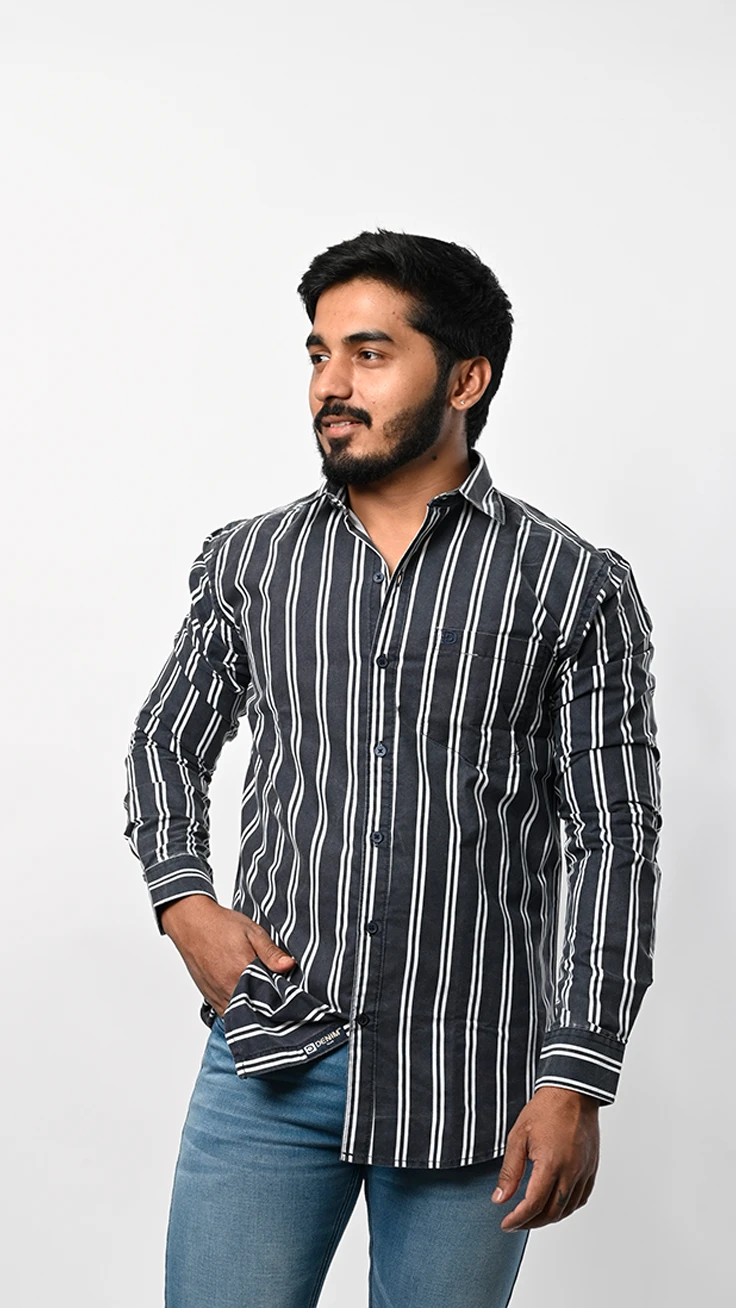 Men's  Vertical Striped Casual Shirt view 3