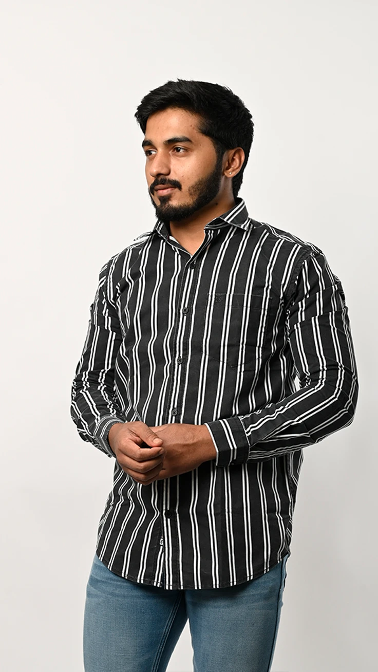 Men's  Vertical Striped Casual Shirt view 4