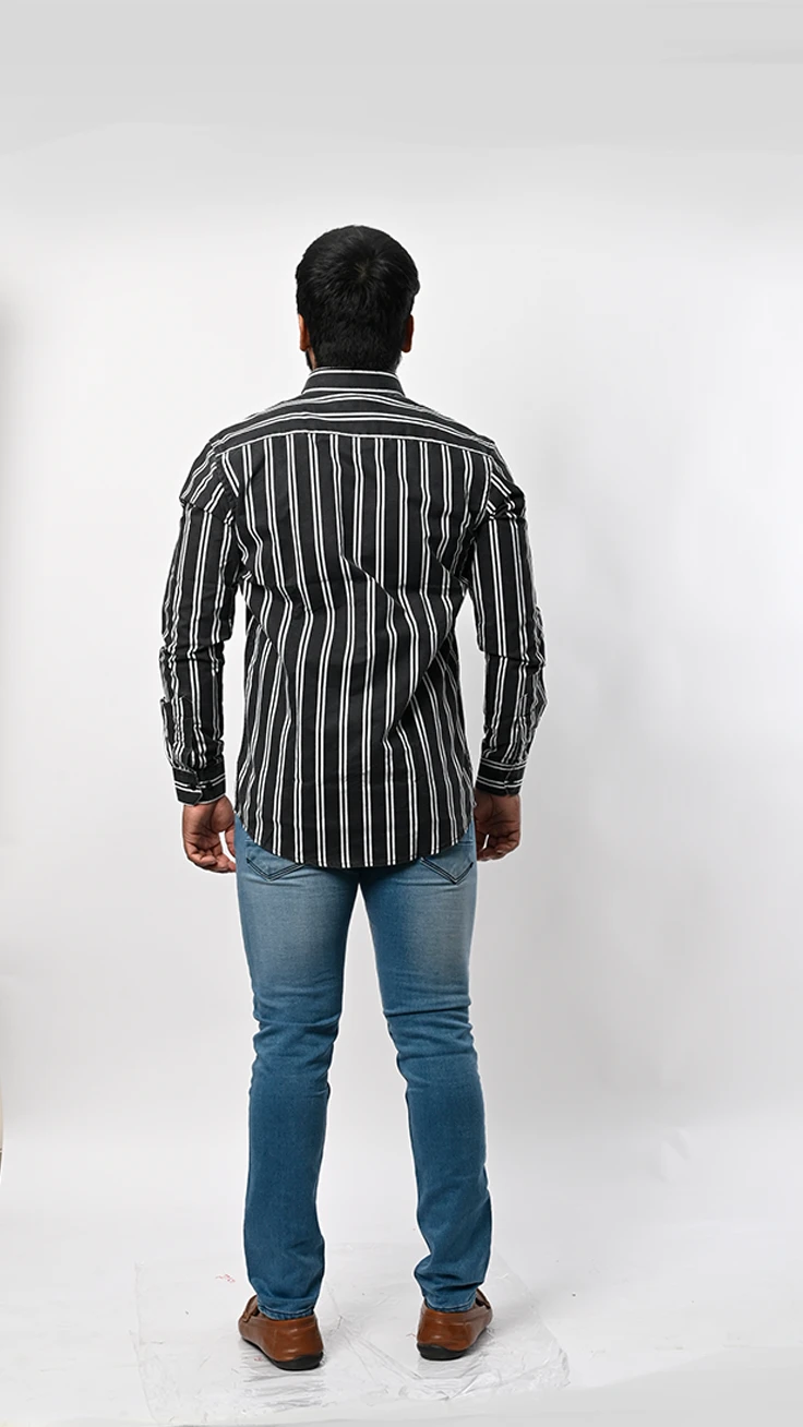 Men's  Vertical Striped Casual Shirt view 5