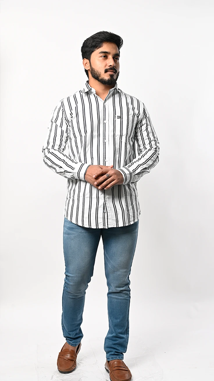 Men's  Vertical Striped Casual Shirt view 6