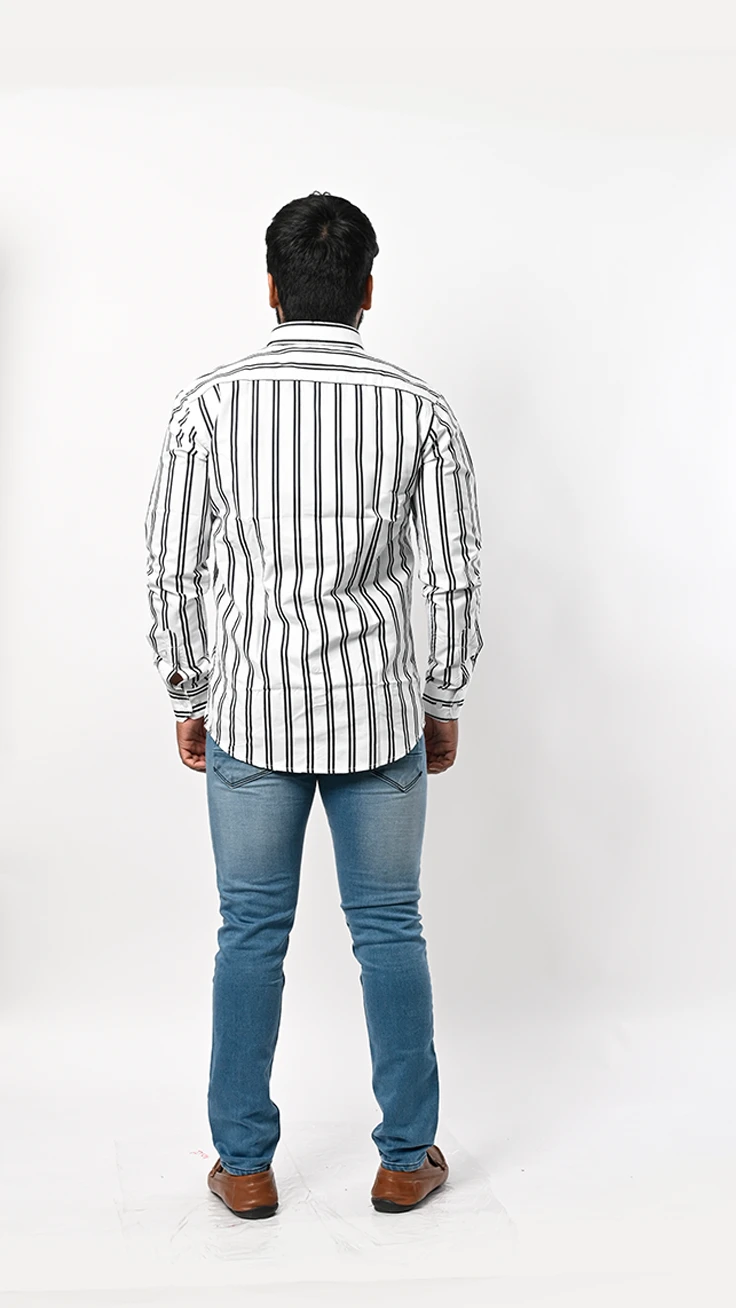 Men's  Vertical Striped Casual Shirt view 7