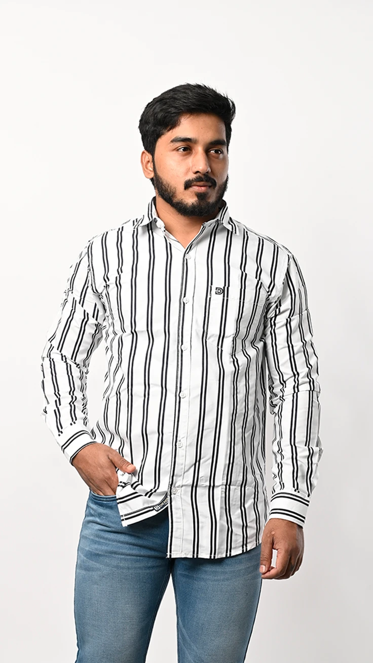 Men's  Vertical Striped Casual Shirt view 8