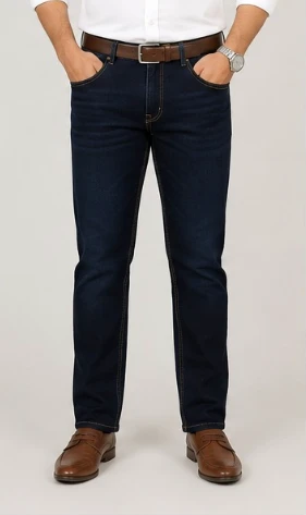 Men's Blue Ankle Fit Denim Jeans view 2