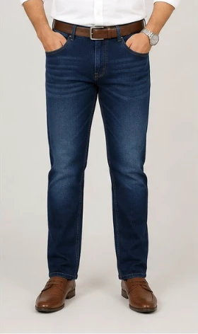 Men's Blue Ankle Fit Denim Jeans view 3