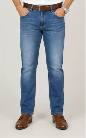 Men's Blue Ankle Fit Denim Jeans view 4