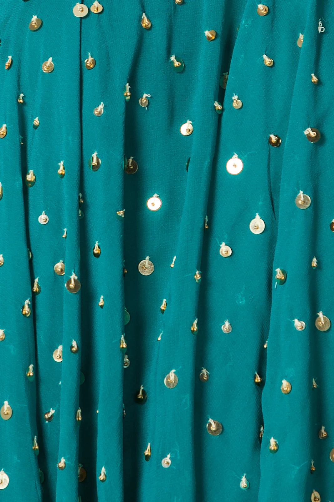 One shoulder party wear green top view 4