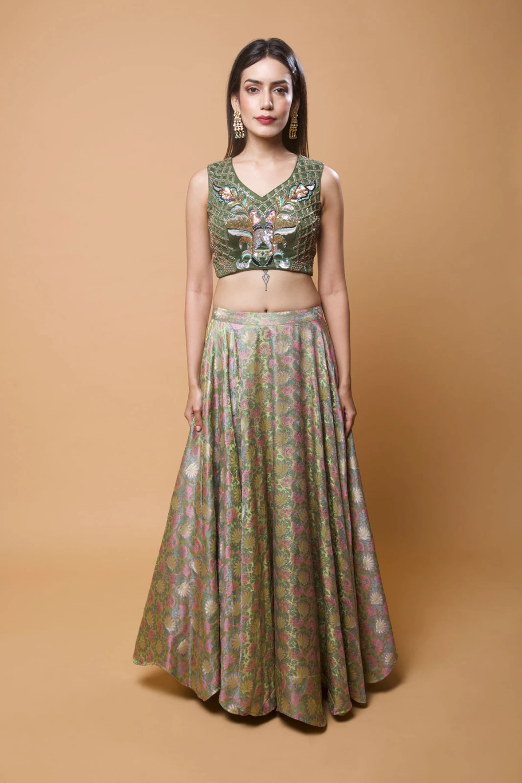 Women's Embroidered Floral Lehenga Set with Dupatta view 7