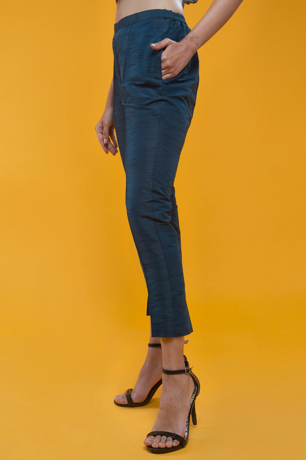 Women's cotton silk cigarette pant view 2