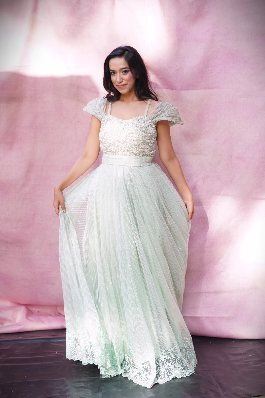 Women’s Mint Green Embellished Gown view 4