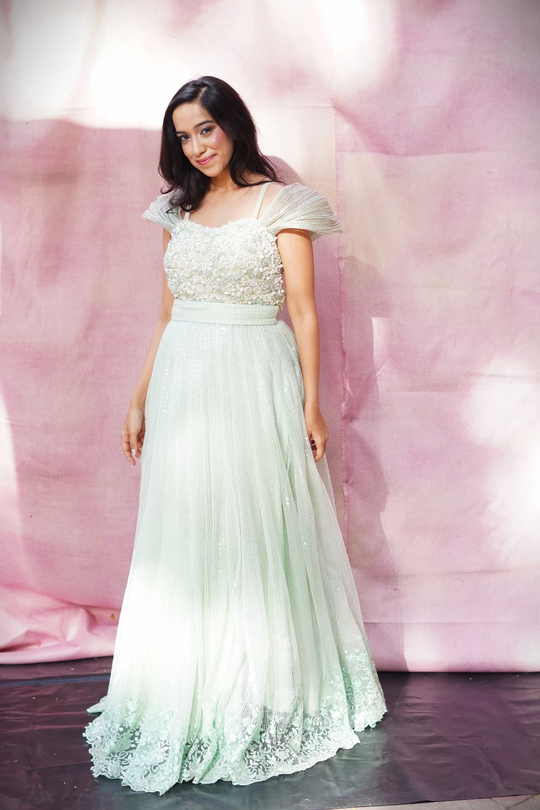 Women’s Mint Green Embellished Gown view 5