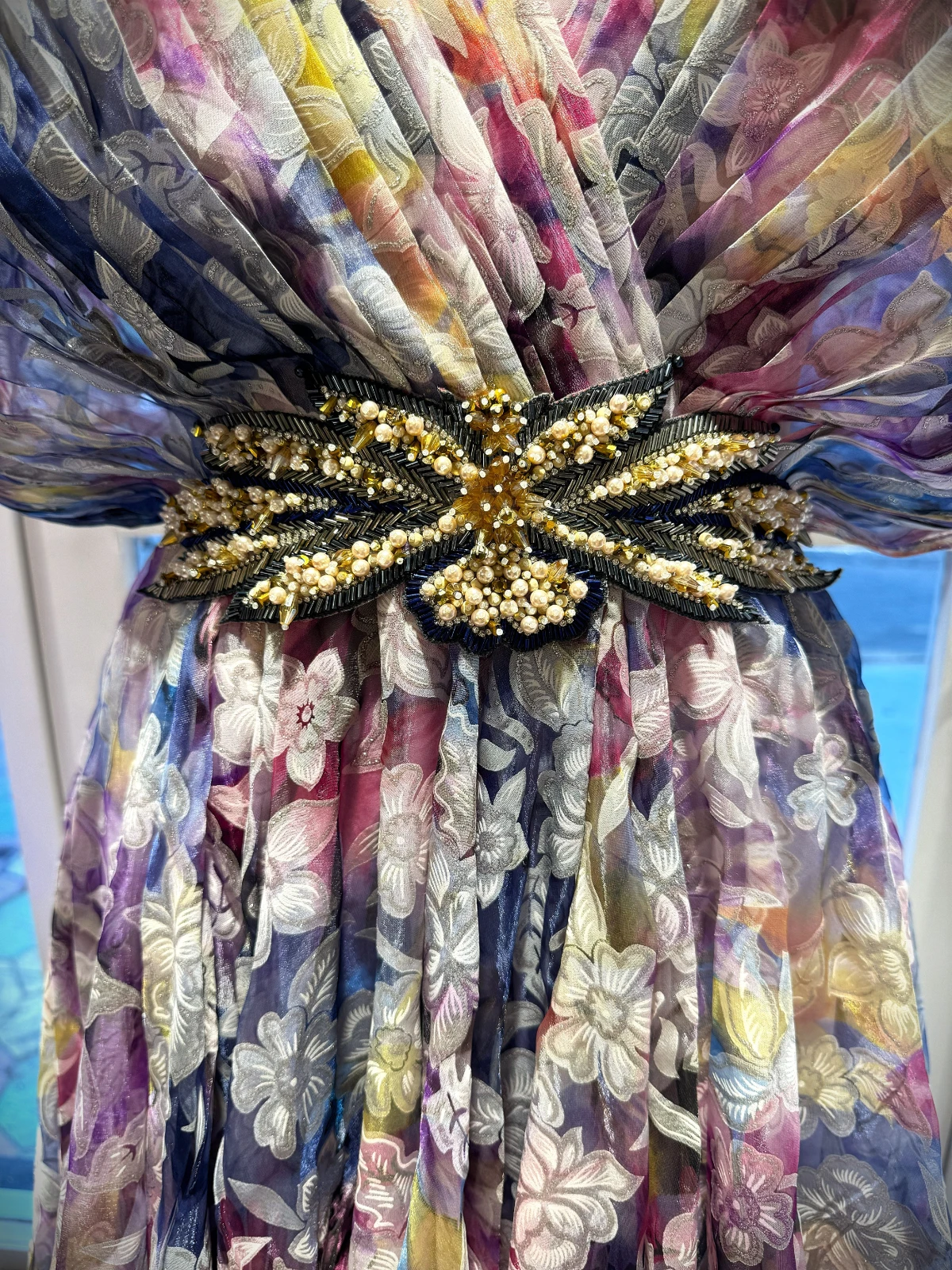 Women's Floral Print Organza Gown view 2