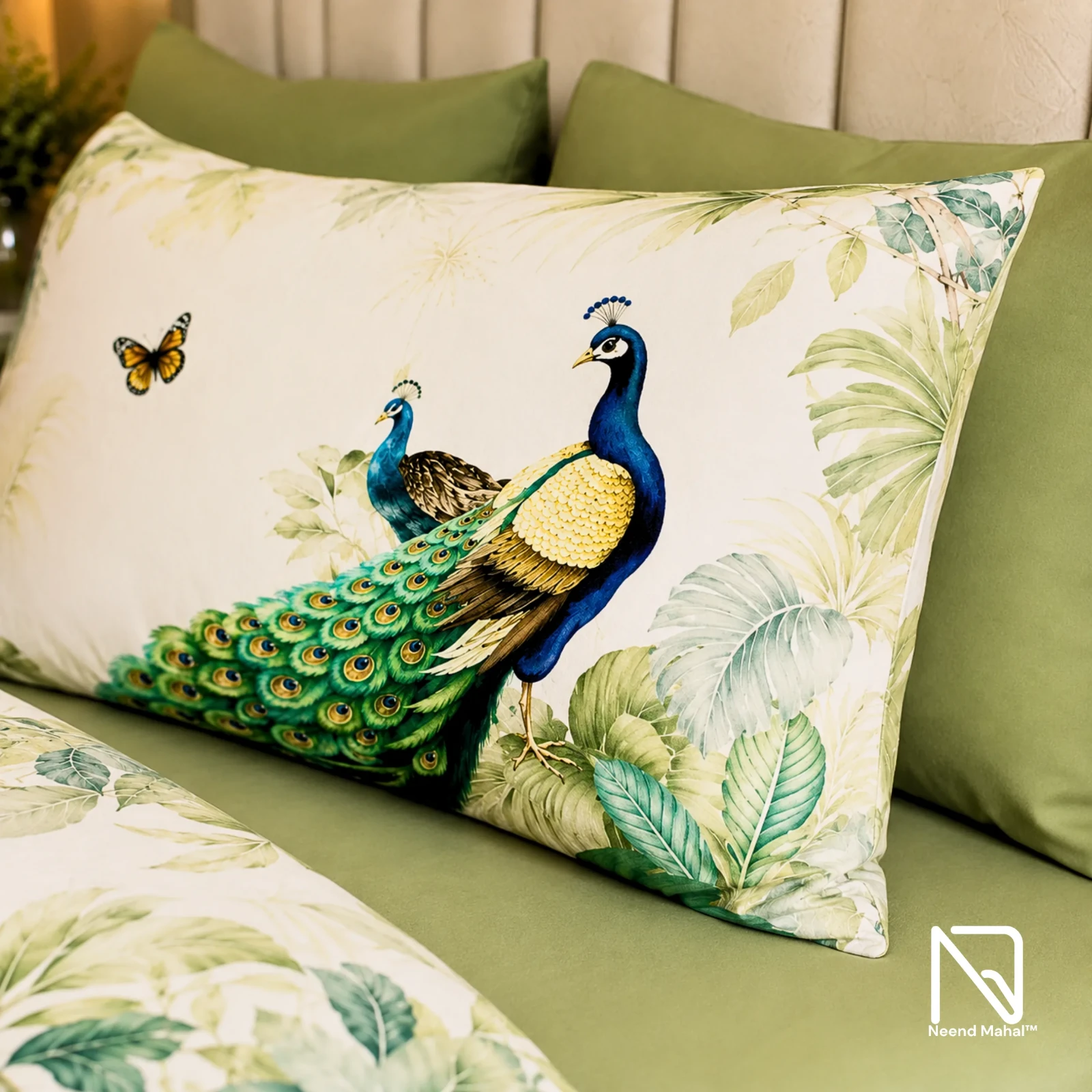 7D Bedsheet | Royal Peacock Paradise | Bedsheet with 2 Pillow Covers view 3