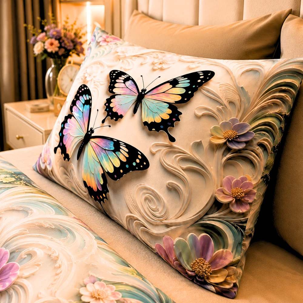 7D Bedsheet | Whispering Butterflies | Bedsheet with 2 Pillow Covers view 3