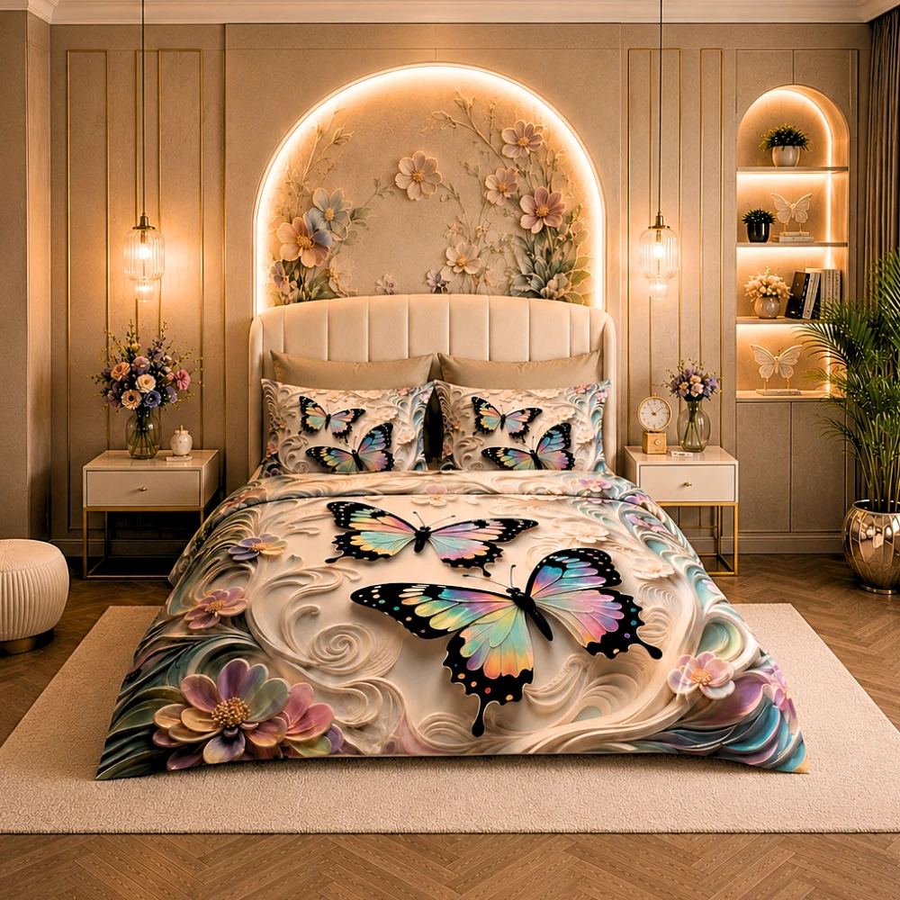 7D Bedsheet | Whispering Butterflies | Bedsheet with 2 Pillow Covers view 4