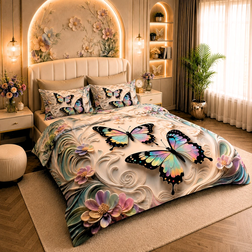 7D Bedsheet | Whispering Butterflies | Bedsheet with 2 Pillow Covers view 5