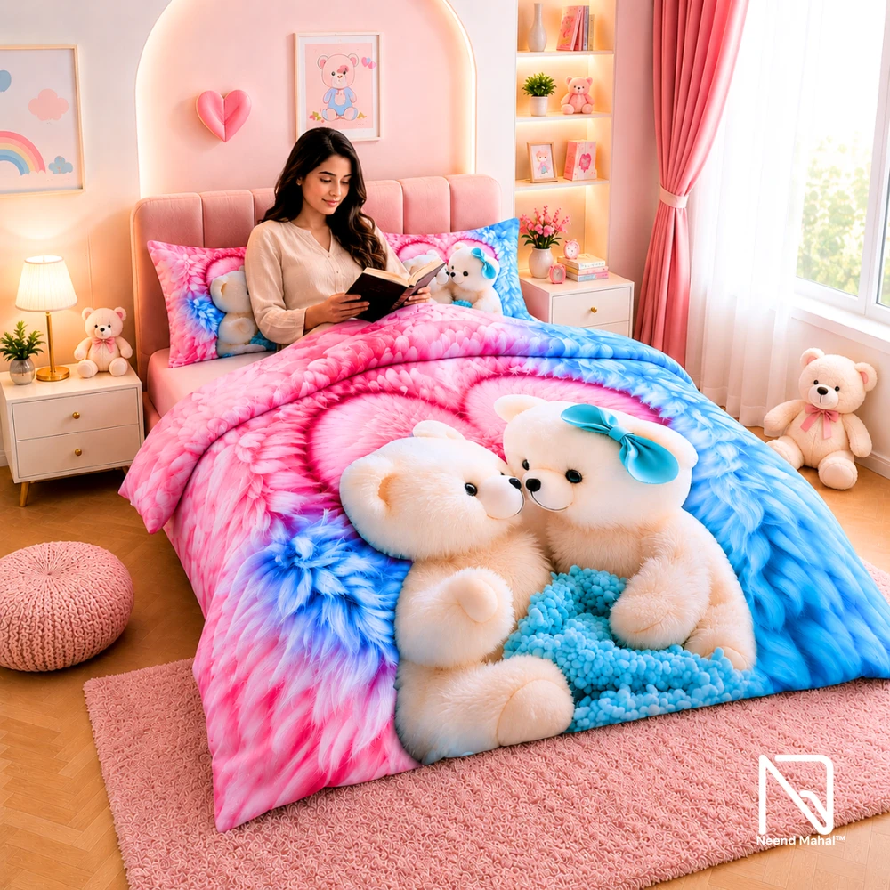 7D Bedsheet | Forever Hug Romantic | Bedsheet with 2 Pillow Covers view 2