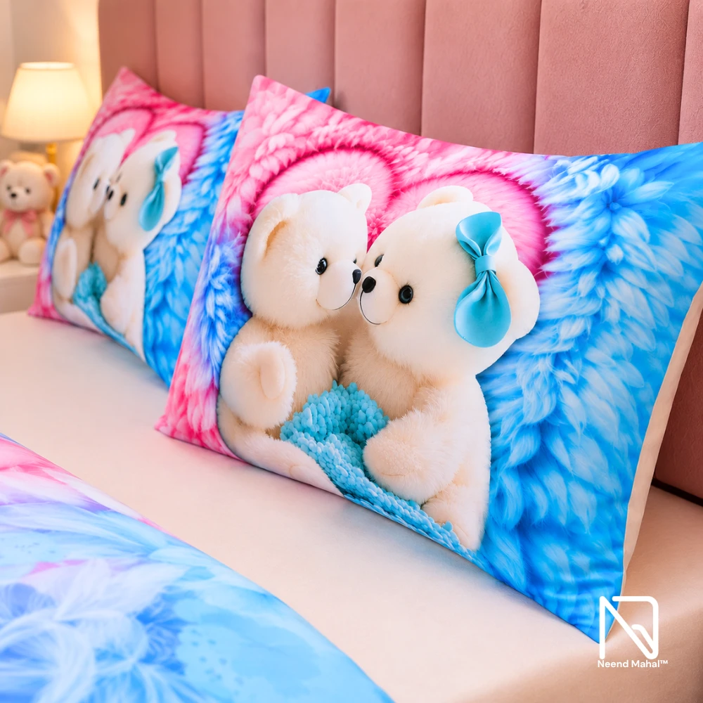 7D Bedsheet | Forever Hug Romantic | Bedsheet with 2 Pillow Covers view 3