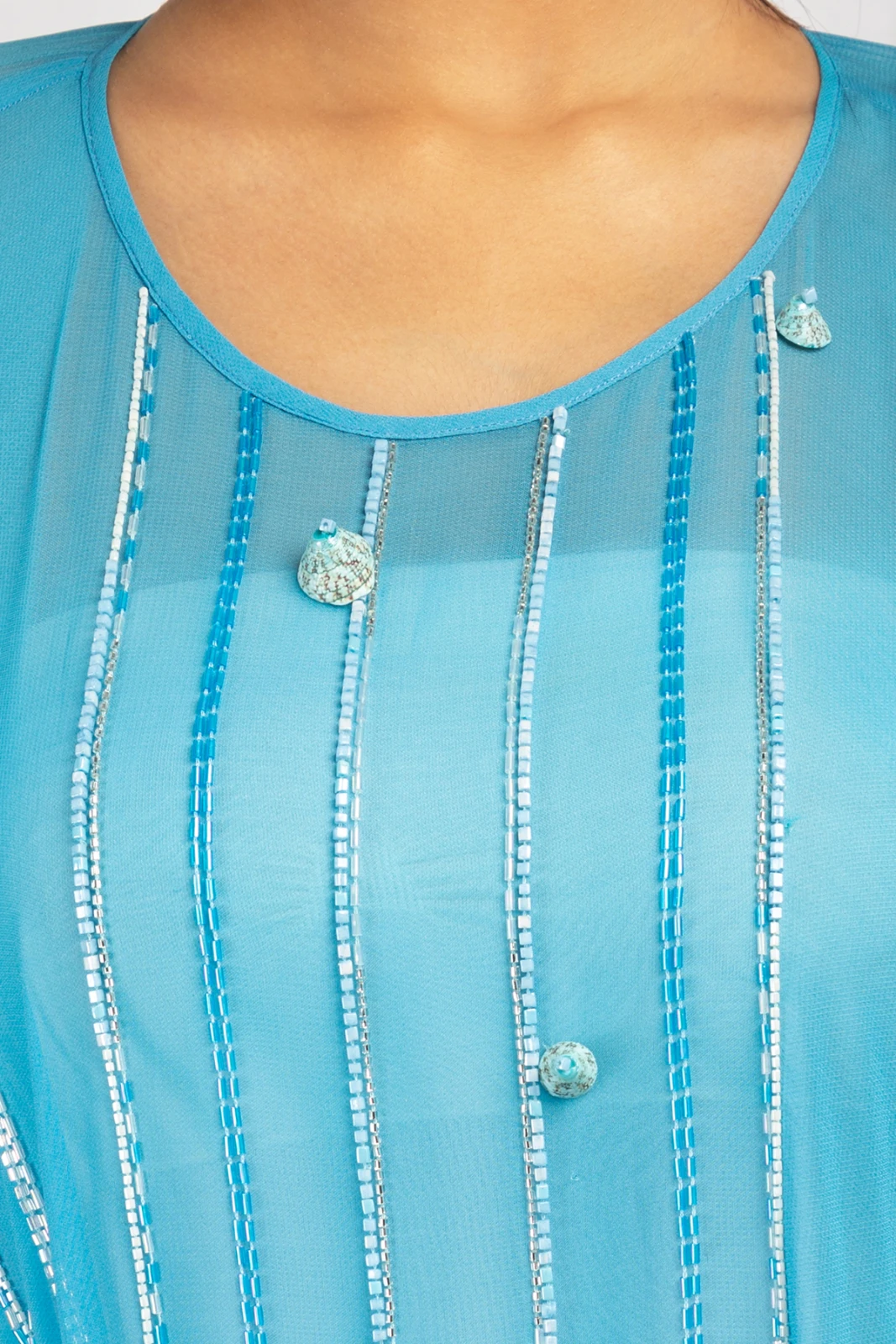 Women's Blue Embellished party wear Kaftan view 4