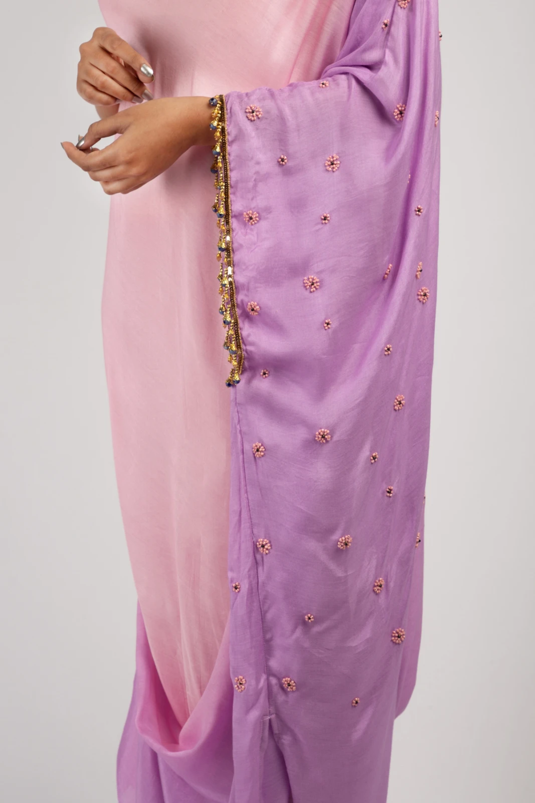 Women’s Pink Ombre Draped Saree view 3
