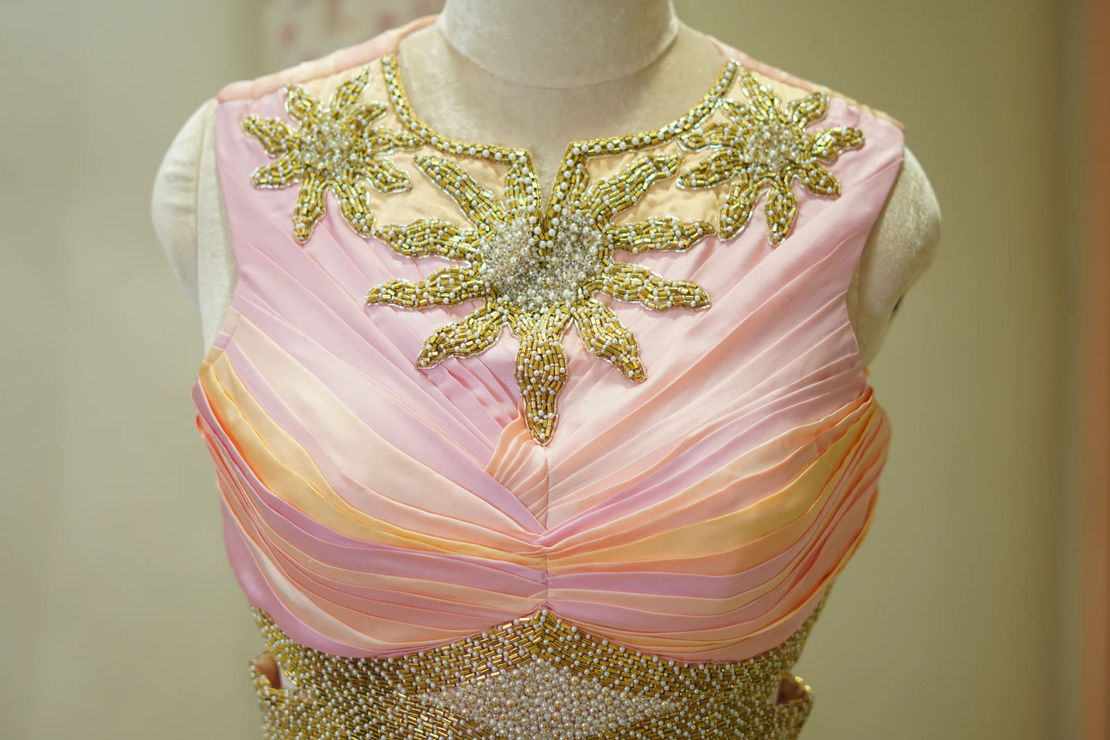 Women’s Peach Pink Embellished Wedding Gown view 3