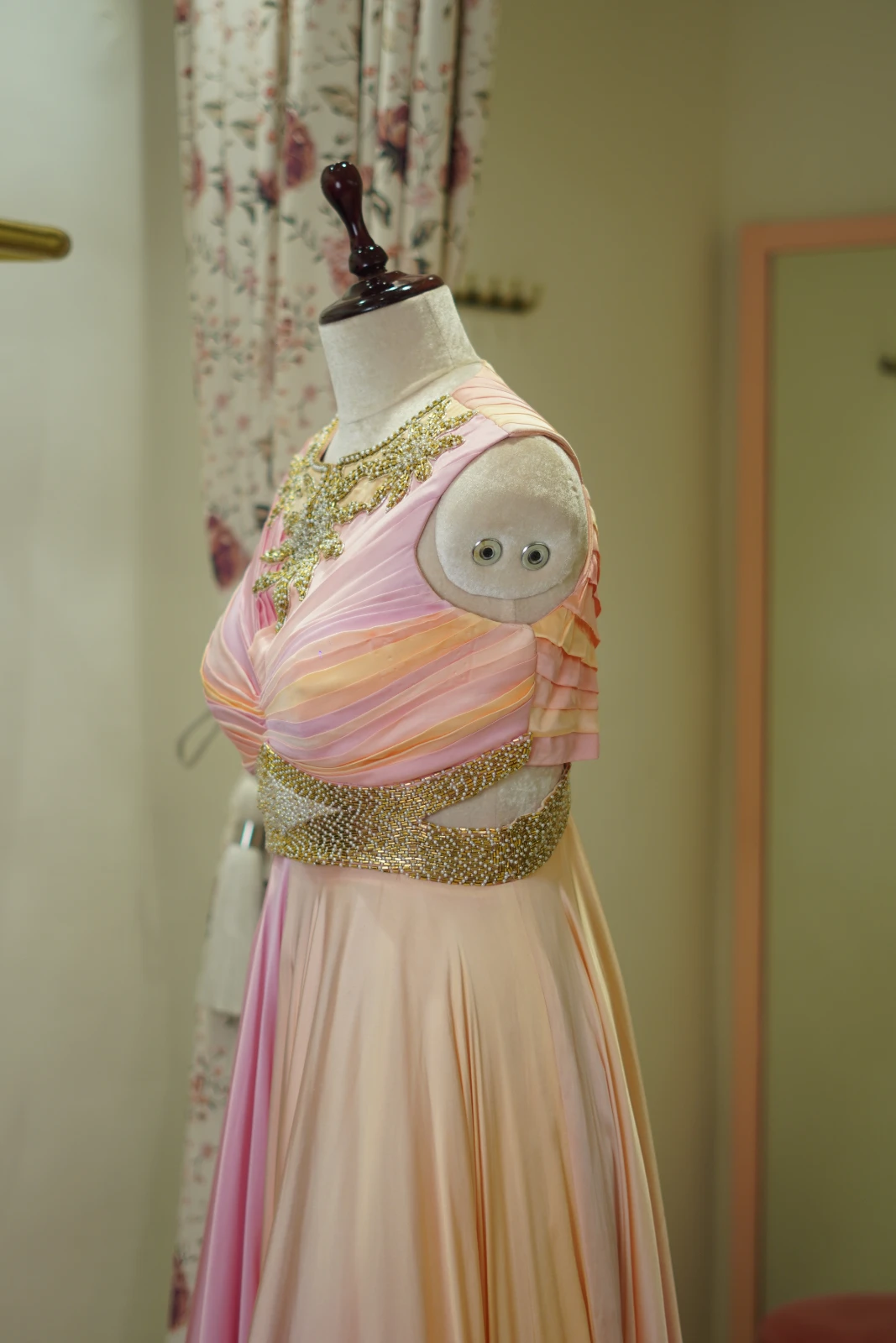 Women’s Peach Pink Embellished Wedding Gown view 4