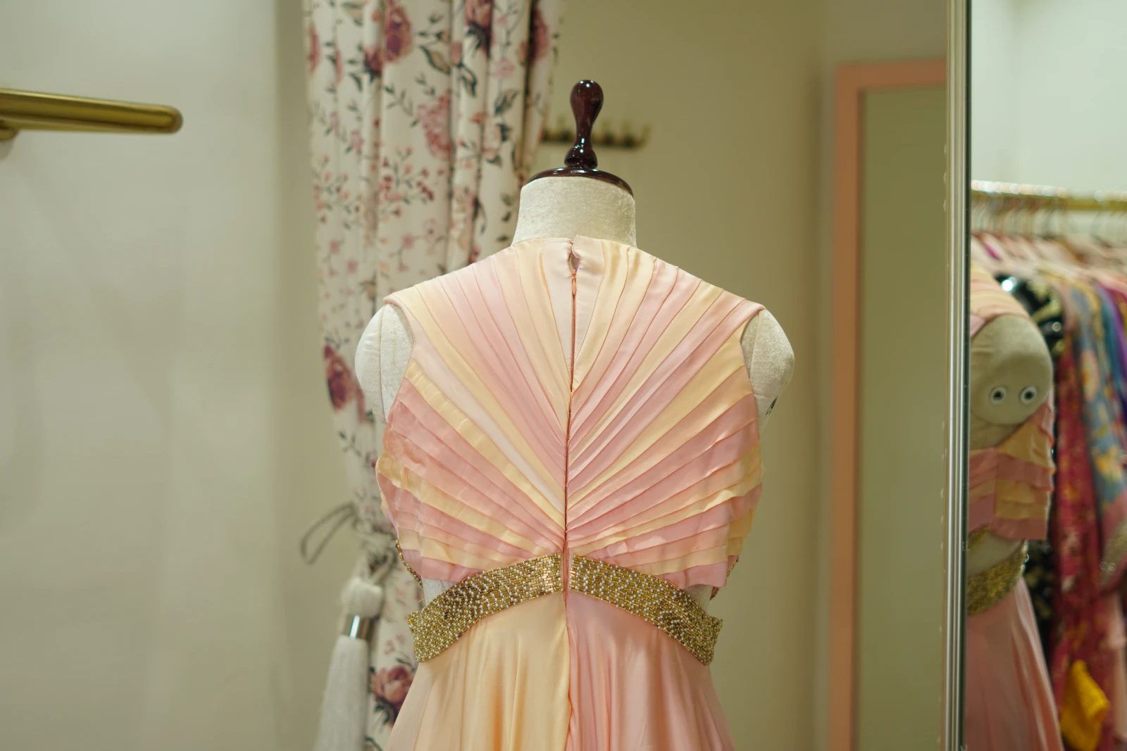 Women’s Peach Pink Embellished Wedding Gown view 5