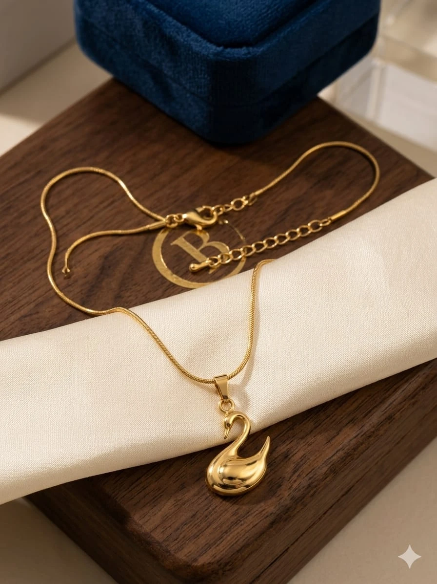 Gold-Tone Swan Pendant Necklace for Women view 2