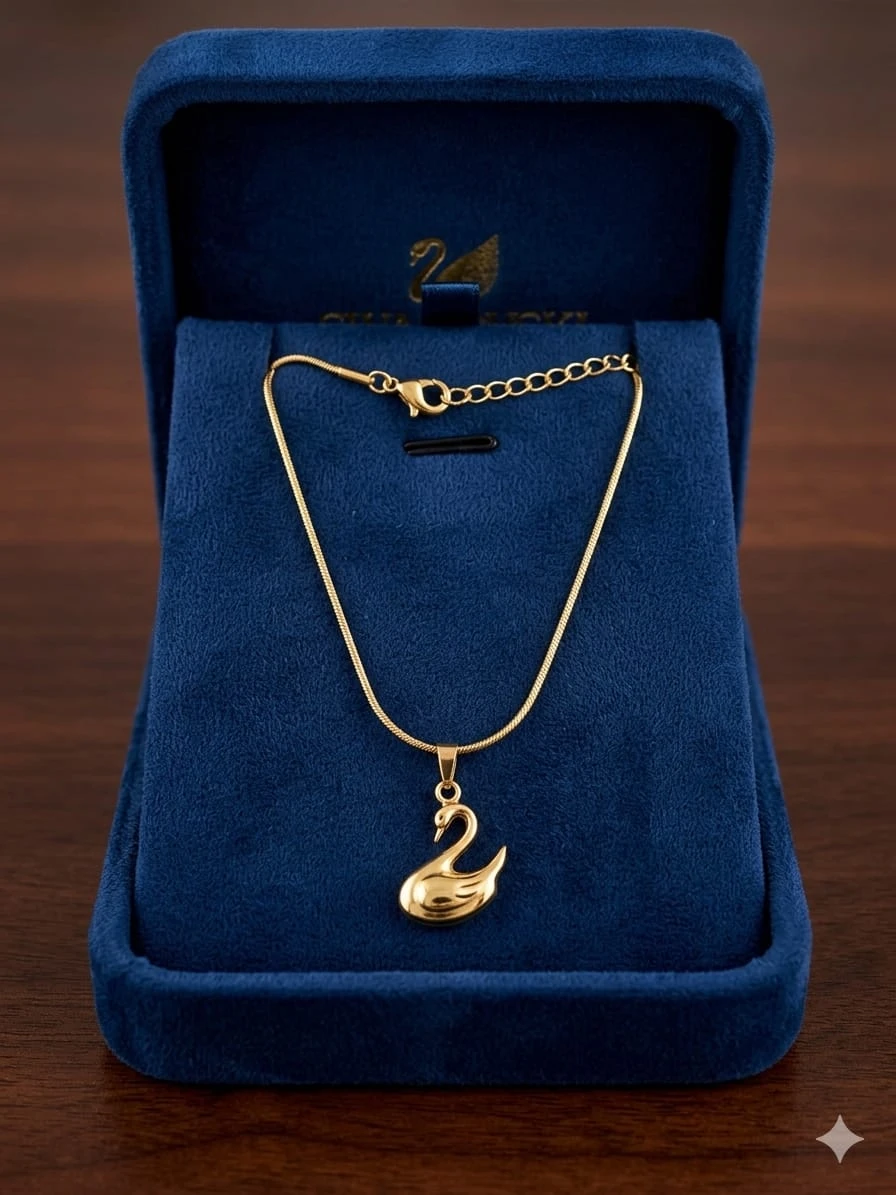 Gold-Tone Swan Pendant Necklace for Women view 4