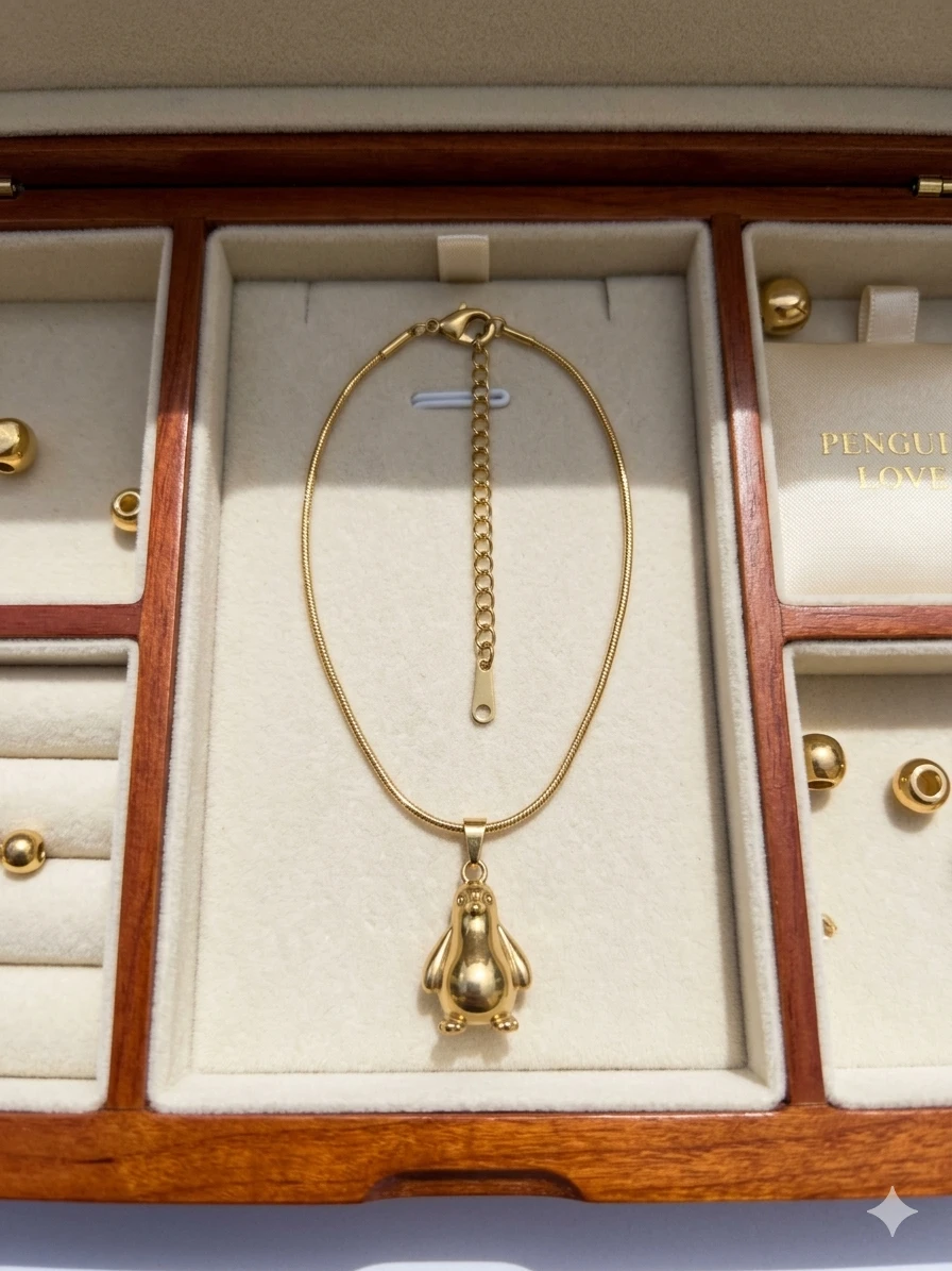 Gold-Tone Penguin Pendant Necklace view 2