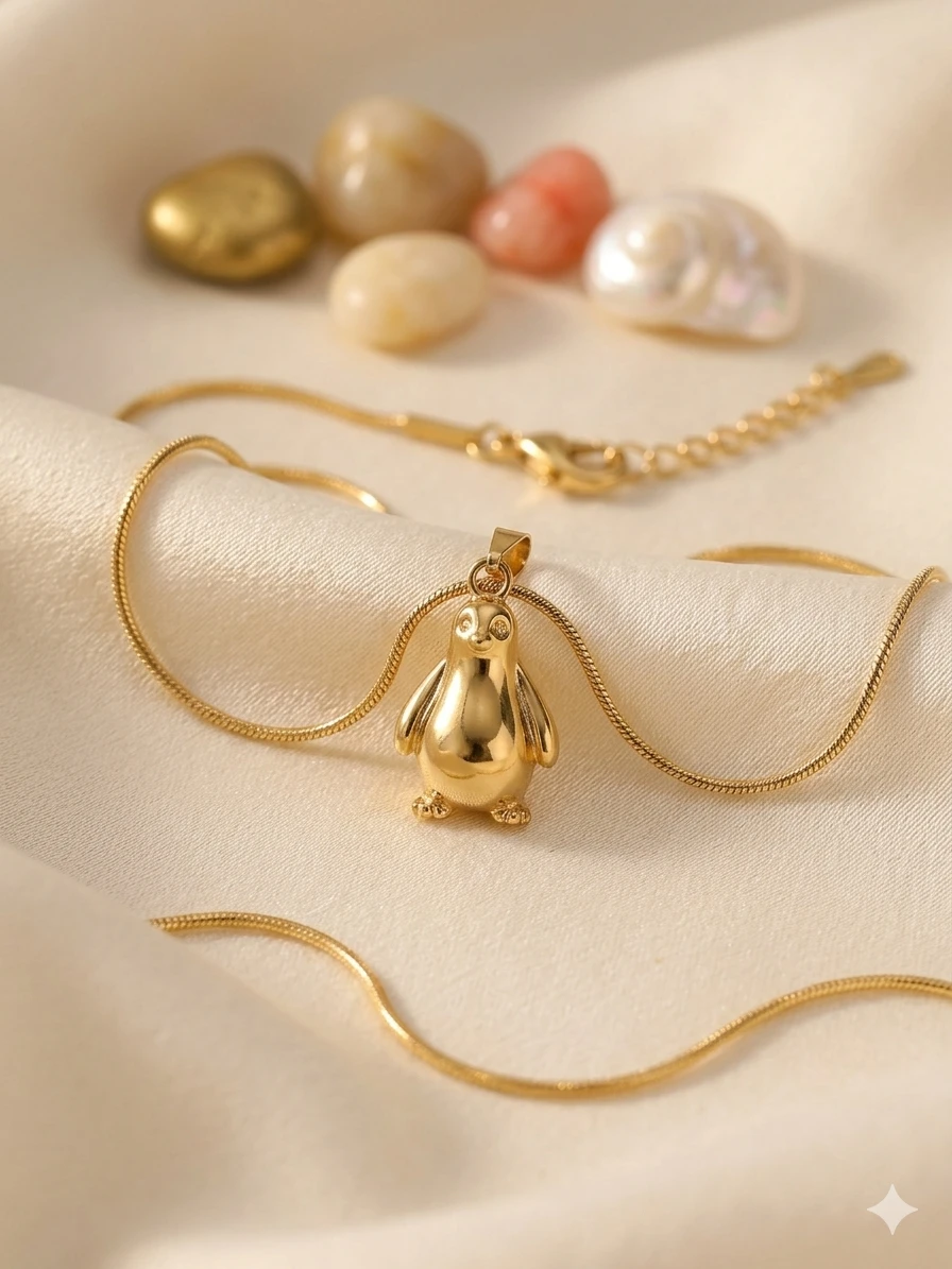Gold-Tone Penguin Pendant Necklace view 3