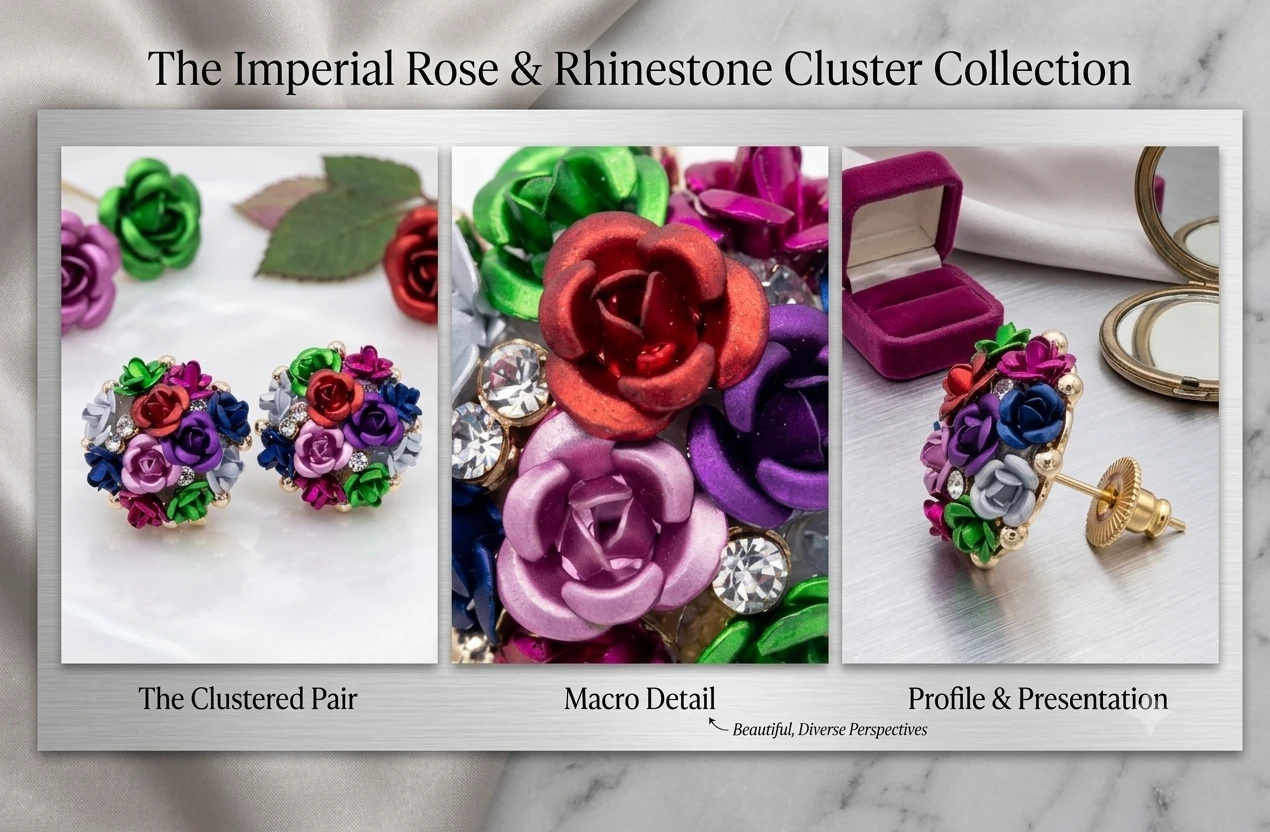 Floral Cluster Stud Earrings view 3