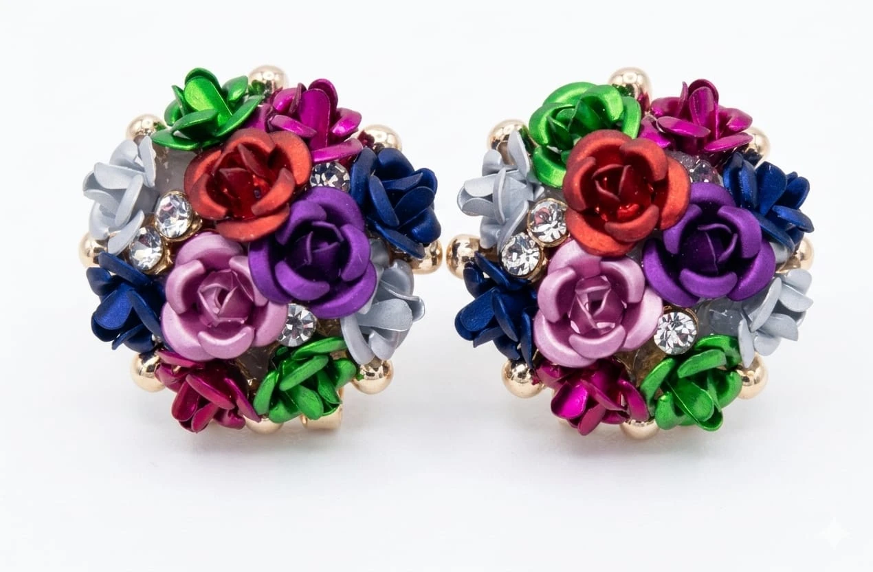 Floral Cluster Stud Earrings view 4