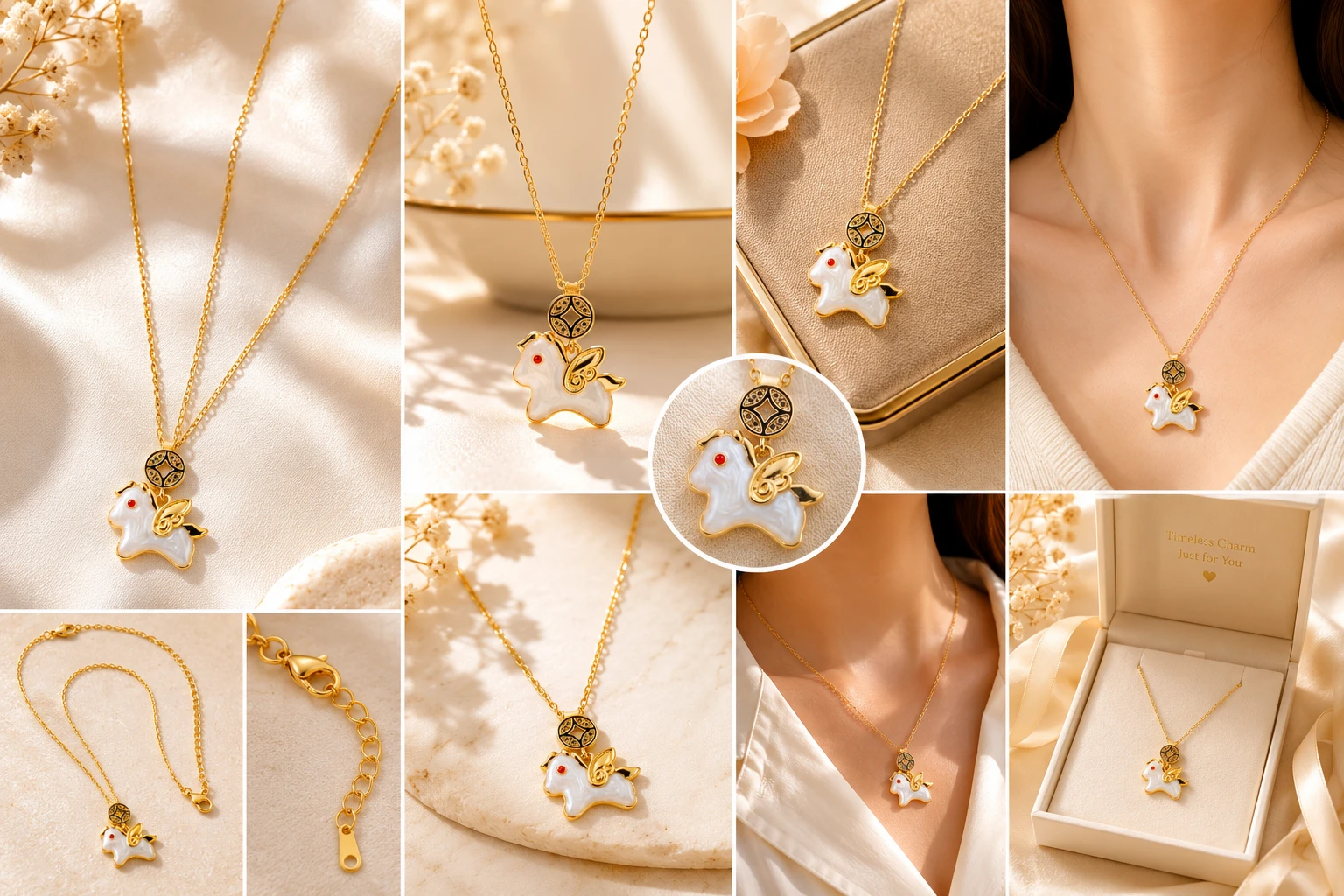 Gold-Toned Unicorn Pendant Necklace for Women view 5
