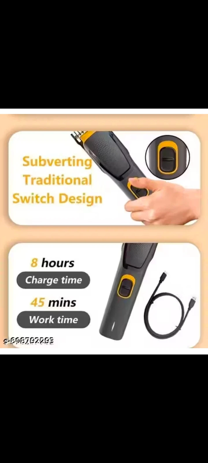 Cordless Rechargeable Hair Trimmer for Men with USB Charging Cable view 3